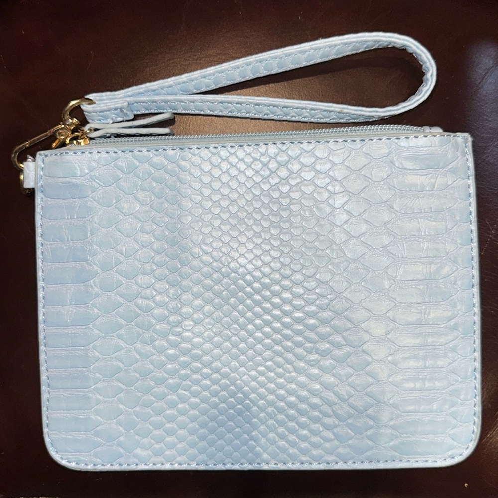 Jules Kae Pale Blue Vegan Leather Wristlet/Clutch